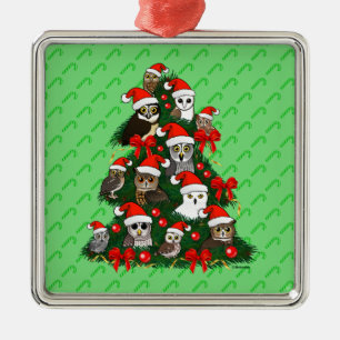 Owls Christmas Tree Metal Tree Decoration