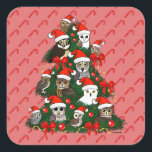 Owls Christmas Tree Square Sticker<br><div class="desc">This cute holiday design from Birdorable is a treeful of owls in Santa Claus hats! The owls are arranged in a Christmas tree shape -- they are so festive! Whooo's ready to celebrate the holidays with cute cartoon owls?!?</div>