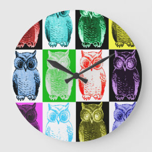 Owls Colour Grid Clock