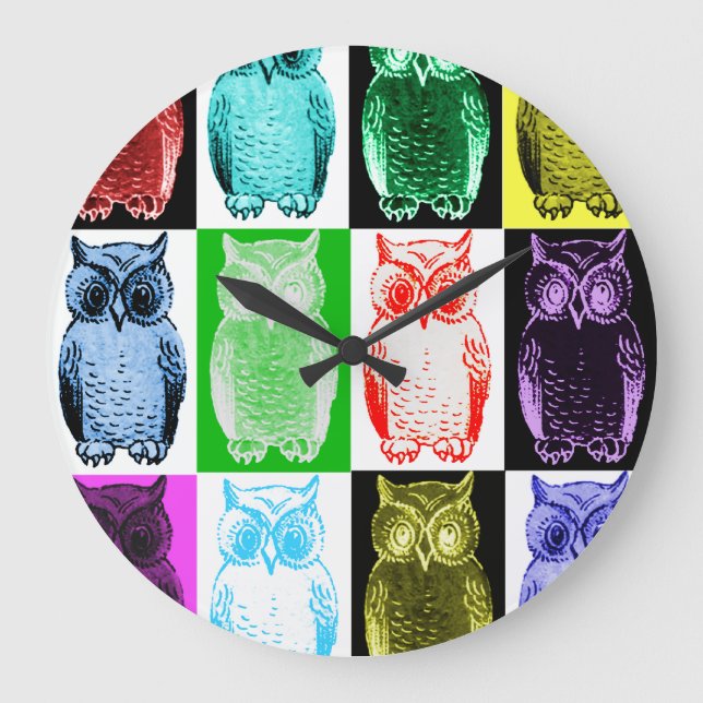 Owls Colour Grid Clock (Front)