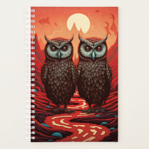 Owls couple surrealistic planner