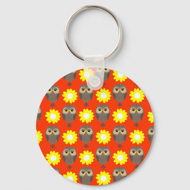 Owls & Daisies Key Ring (Front)