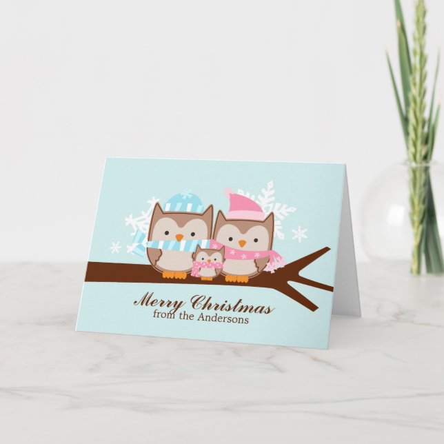 Owls Family Christmas Cards (Front)