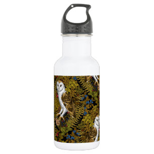 Owls, ferns, oak and berries 2 532 ml water bottle