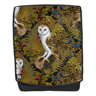 Owls, ferns, oak and berries 2 backpack
