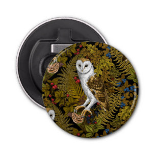 Owls, ferns, oak and berries 2 bottle opener