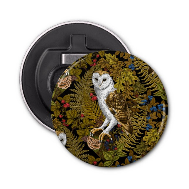 Owls, ferns, oak and berries 2 bottle opener (Front)