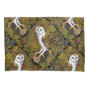 Owls, ferns, oak and berries 2 pillowcase