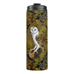 Owls, ferns, oak and berries 2 thermal tumbler