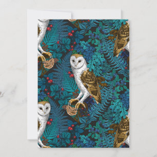 Owls, ferns, oak and berries 3