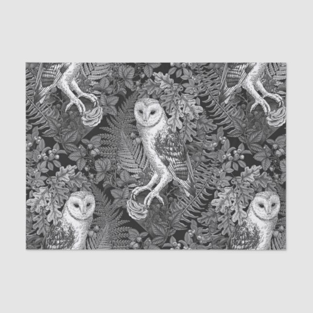 Owls, ferns, oak and berries 4 tissue paper (Front)