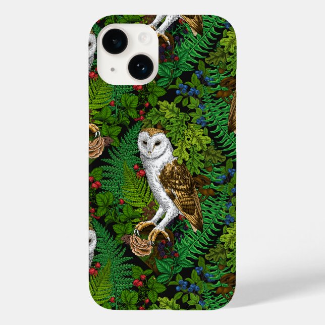Owls, ferns, oak and berries Case-Mate iPhone case (Back)