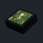 Owls, ferns, oak and berries gift box<br><div class="desc">Hаnd-painted owls,  mouse,  forest berries and ferns, seamless pattern</div>