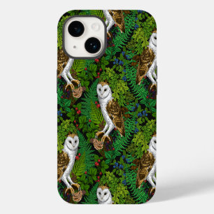 Owls, ferns, oak and berries iPhone 14 case