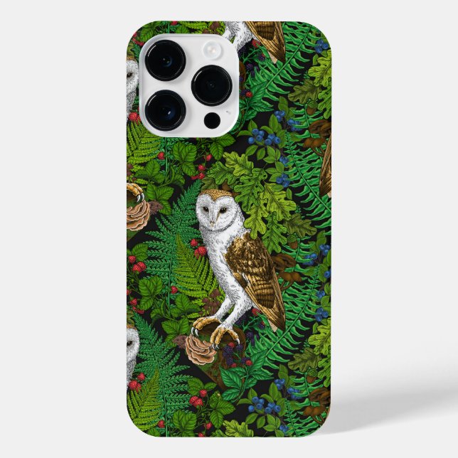 Owls, ferns, oak and berries iPhone case (Back)