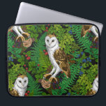 Owls, ferns, oak and berries laptop sleeve<br><div class="desc">Hаnd-painted owls,  mouse,  forest berries and ferns, seamless pattern</div>