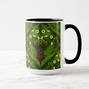 Owls, ferns, oak and berries mug
