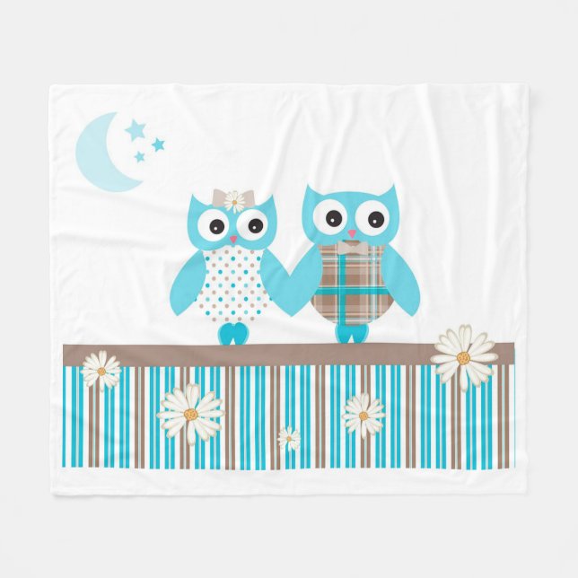 Owls Fleece Blanket (Front (Horizontal))