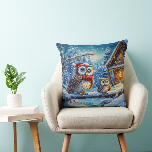 Owls For The Holidays Design By Rich AMeN Gill Cushion (Chair)