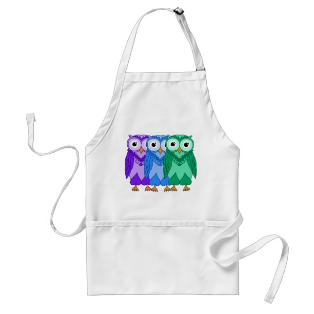 Owls: Green Blue Purple Standard Apron (Front)