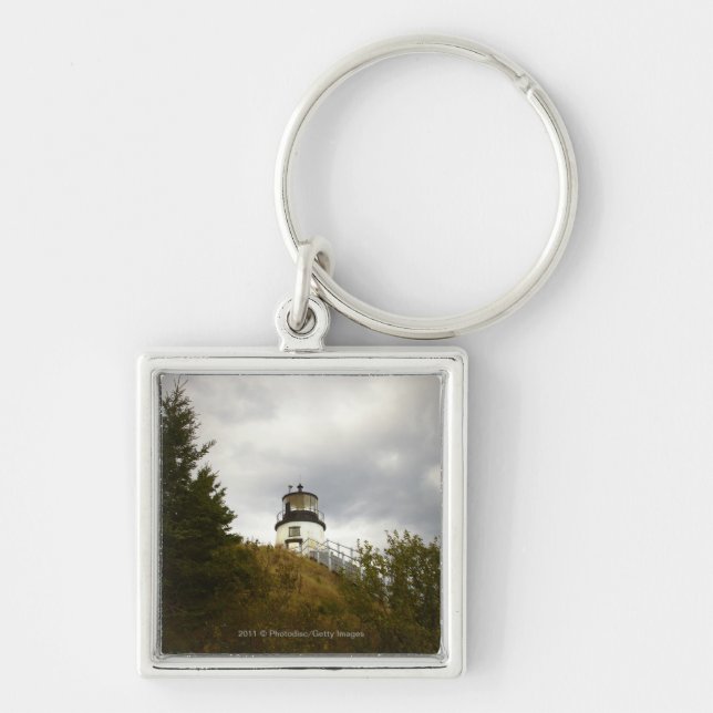 Owl's Head Lighthouse on a Cloudy Day Key Ring (Front)