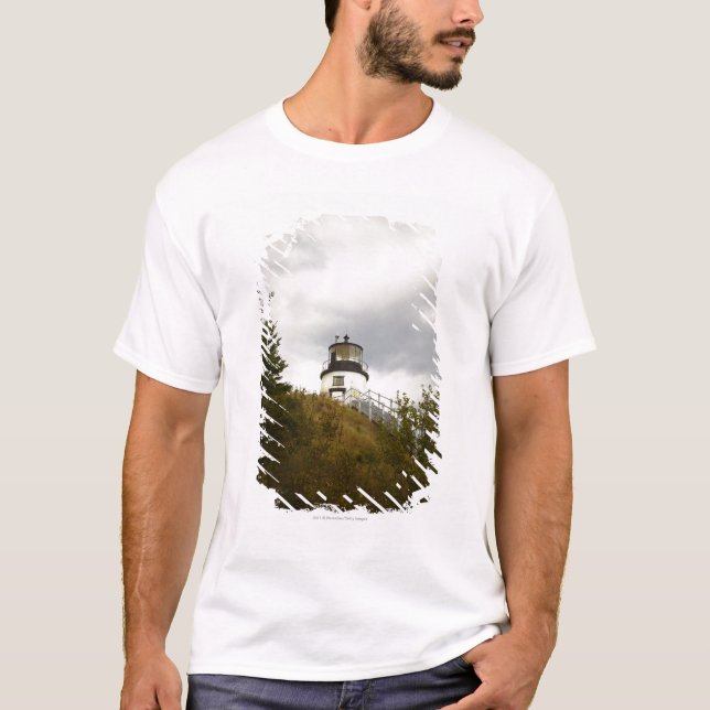 Owl's Head Lighthouse on a Cloudy Day T-Shirt (Front)
