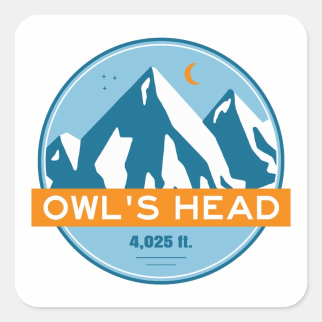 Owl's Head New Hampshire Stars Moon Square Sticker (Front)