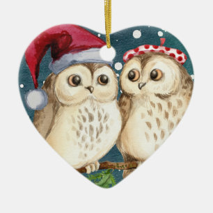 Owls heart Christmas ornament decoration