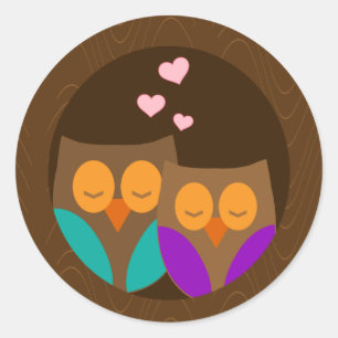 Owls in a Nest Classic Round Sticker