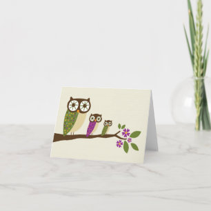 owls in a row greeting card