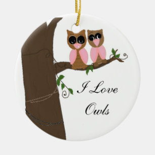 Owls in a Tree Ceramic Tree Decoration