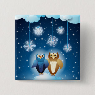 Owls in love, button