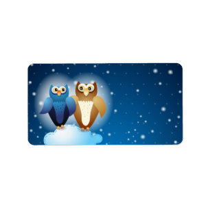 Owls in love, label