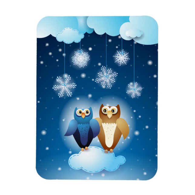 Owls in love, magnet (Vertical)