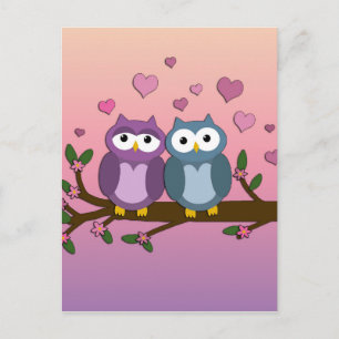 Owls in love postcard