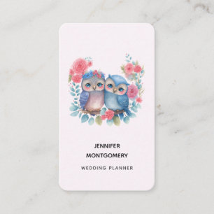 Owls in Love Sitting on a Tree Branch Business Card