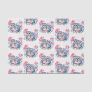 Owls in Love Sitting on a Tree Branch Patterned Tissue Paper