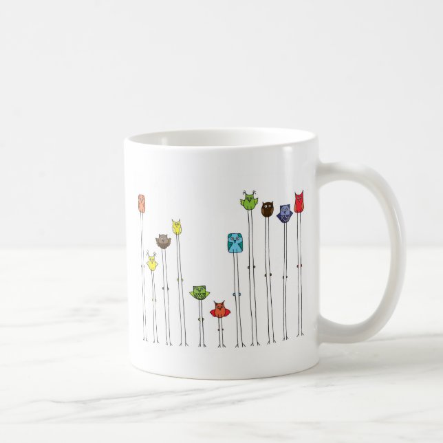 Owls In Multicolors Coffee Mug (Right)