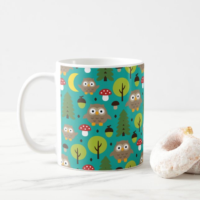 Owls In The Forest Coffee Mug (With Donut)