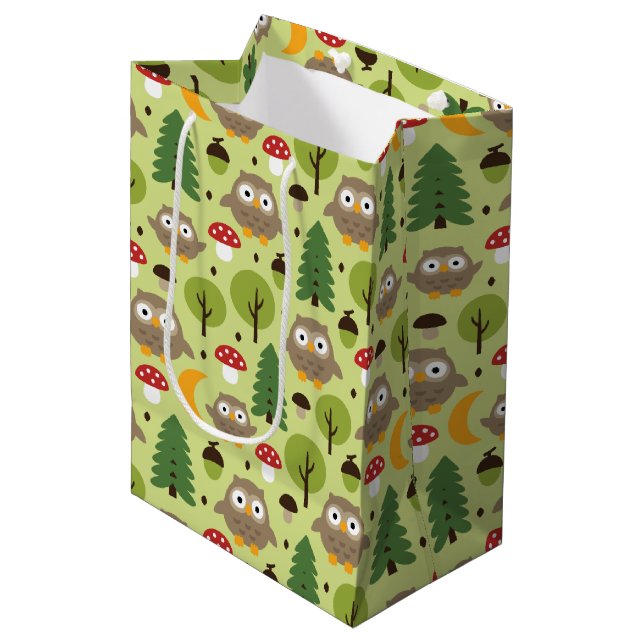 Owls In The Forest Medium Gift Bag (Front Angled)