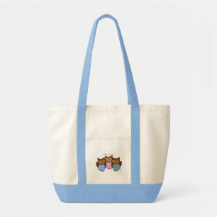 Owls In Towels Cute Cartoon Bird Design Tote Bag