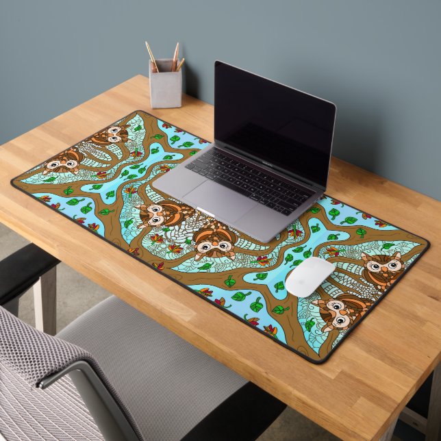 Owls in Trees Mandala Desk Mat (Office 2)