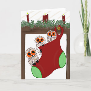 Owls In Your Stocking Holiday Card