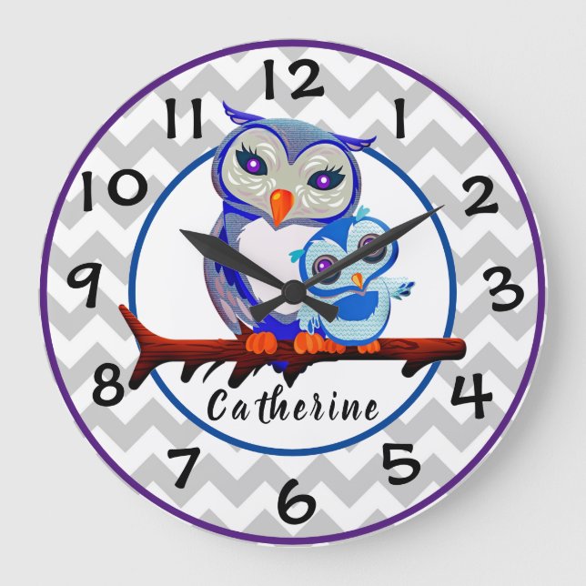 Owls Large Clock (Front)