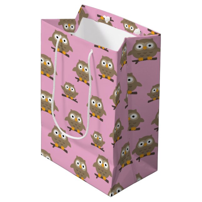 Owls Medium Gift Bag (Front Angled)