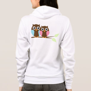 Owls on a branch hoodie