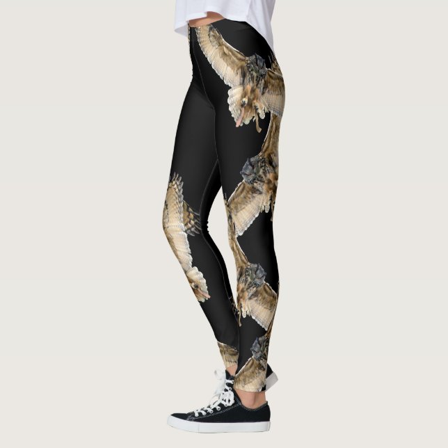 Owls on black leggings (Left)