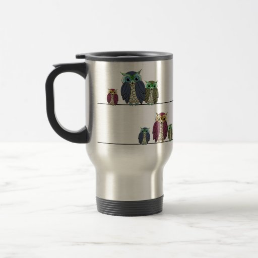 Image of Owls on Wire Travel Mug