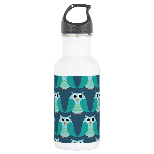 Owls, Owls, Owls! - Blue 532 Ml Water Bottle (Front)