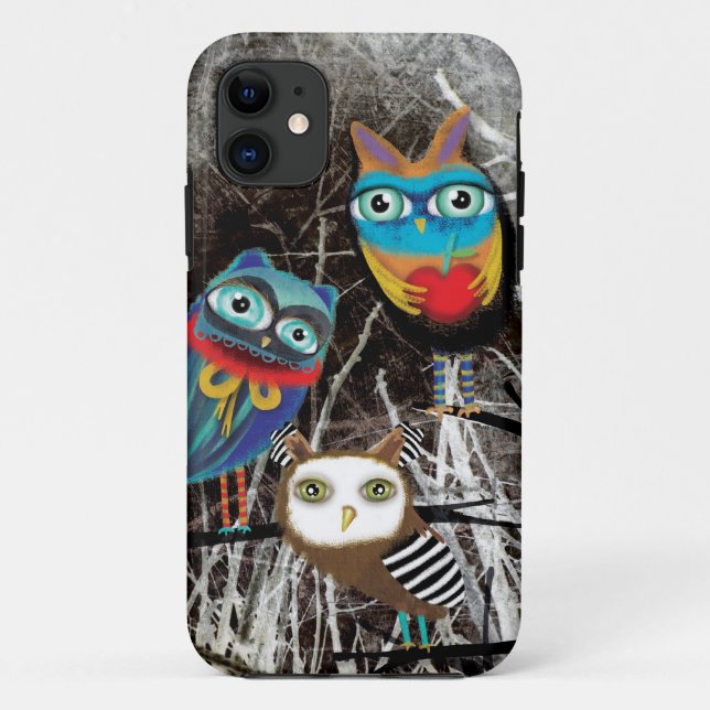 Owls Owly Owl friends Case-Mate iPhone Case (Back)